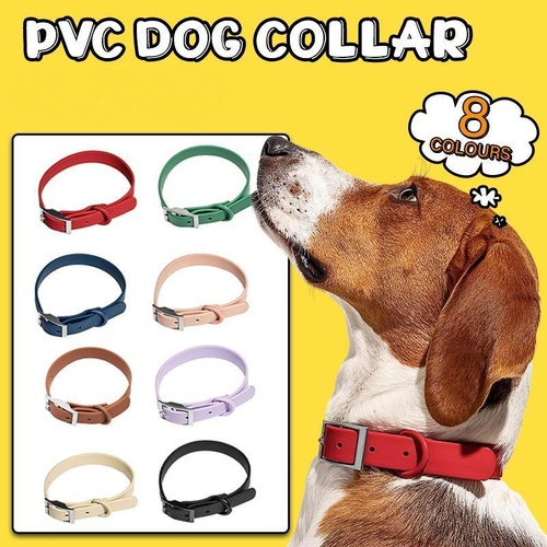 PVC Dog Collar Working Dog Kennels Waterproof Soft Adjustable for Pets M Size - Red