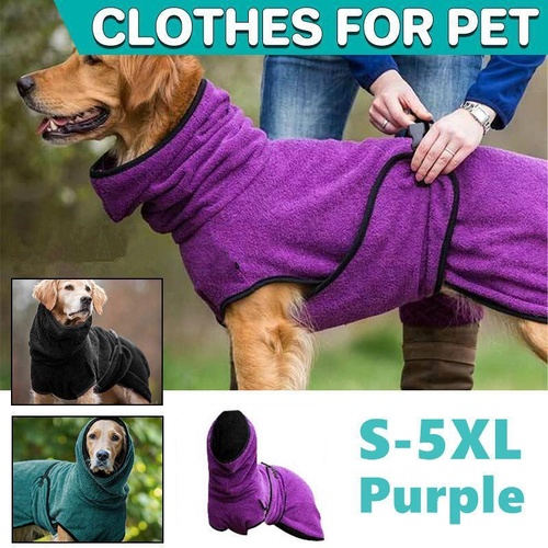Dog Puppy HoodiesJacket Solid Coat Pet Winter Soft Warm Clothes S-5XL Purple - 4XL