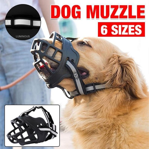 6 Sizes Adjustable Pet Dog No Bite Silicone Basket Muzzle Cage Mouth Mesh Cover - 5#