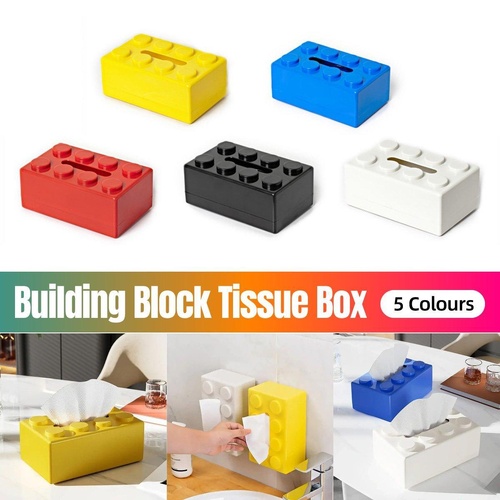 Tissue Box Cover Creative Building Block Cute Napkin Dispenser Holder Home Decor - Blue