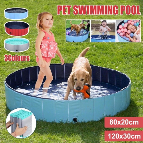 Pet Swimming Pool Foldable Portable Pool for Dogs Outdoor Summer Play - Grey-120x30cm