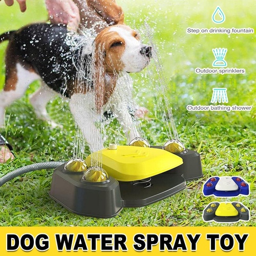 Automatic Water Feeder Dispenser with Bath Spray and Footstep Dog Toys for Pets - Blue