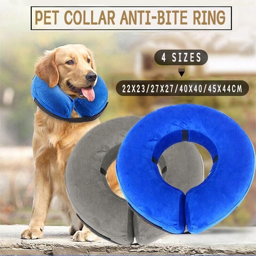 Blue Pet Dog Inflatable Soft Healing Collar Cone Wound Medical Cat Protective Jackets - L (40*40CM)