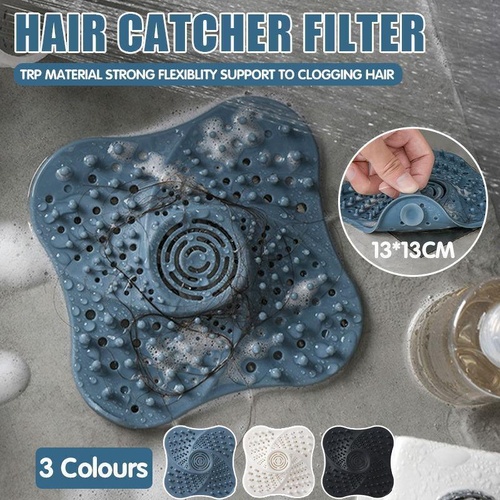 Sink Trap Filter Hair Catcher Shower Bath Cover Basin Stopper Drain Strainer - Black