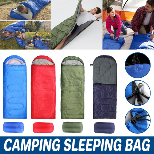 Single Sleeping Bag Outdoor Camping Hiking Thermal Warm Tent Travel Gear - Royal Blue
