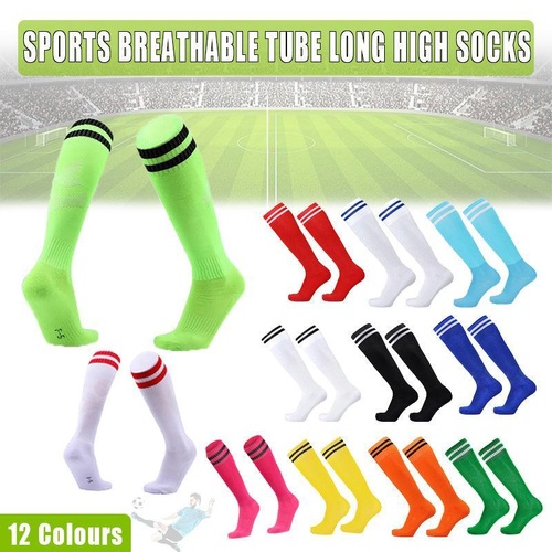 Mens Womens Sports Breathable Tube Long High Socks Knee Warm Casual Footy Soccer - Rose Red
