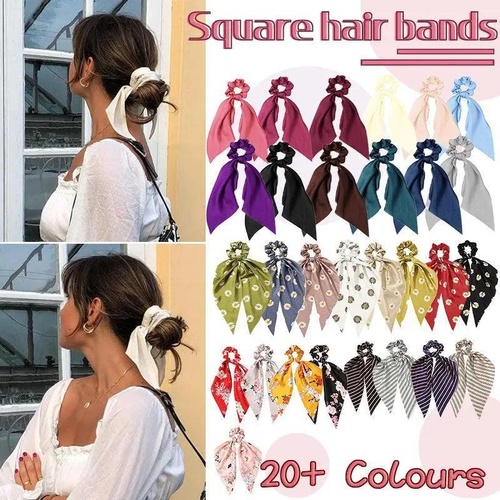 Chiffon Ponytail Scarf Bow Elastic Hair Rope Tie Scrunchies Ribbon Hair Bands - Coffee
