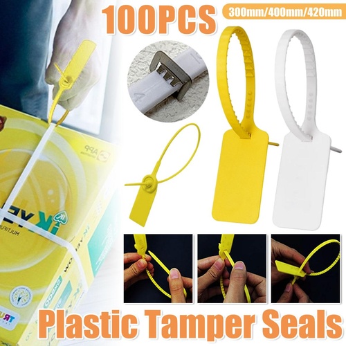 100pcs Plastic Seal Security Tags Plastic Label Tabs Ties for Luggage Bags - White-400mm