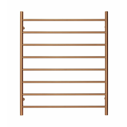 Premium Brushed Rose Gold Heated Towel Rack - 8 Bars, Round Design, AU Standard, 1000x850mm Wide