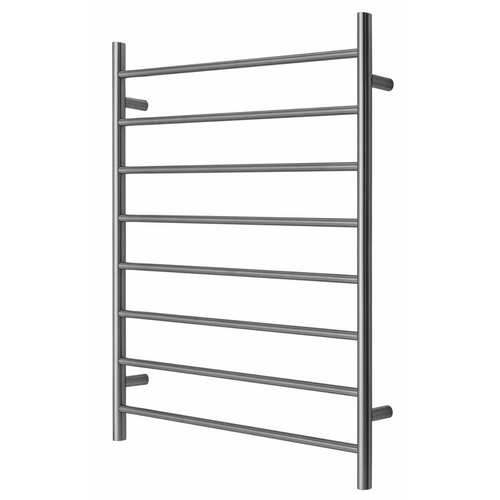 Premium Gunmetal Heated Towel Rack - 8 Bars, Round Design, AU Standard, 1000x850mm Wide