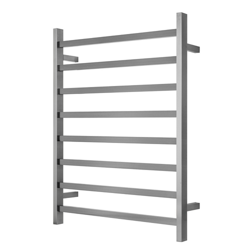 Premium Brushed Nickel Heated Towel Rack - 8 Bars, Square Design, AU Standard, 1000x850mm Wide