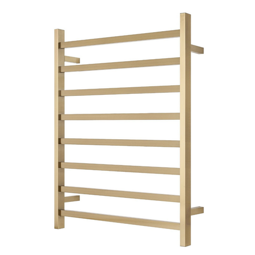 Premium Brushed gold Heated Towel Rack - 8 Bars, Square Design, AU Standard, 1000x850mm Wide