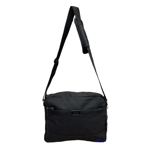 FIB Byron Canvas Laptop Messenger Bag - Black, Adjustable Strap, Fits 13" Laptop