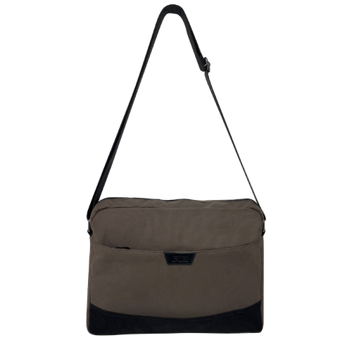FIB Byron Canvas Laptop Messenger Bag Travel Shoulder Sling - Brown