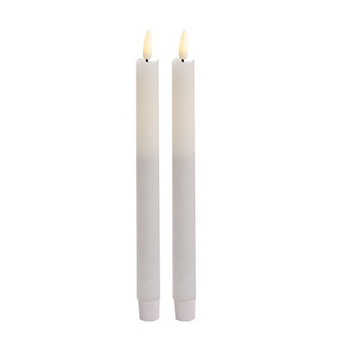 1 Pack of 2 LED Flickering Wax Taper Candles (Battery Operated) in White