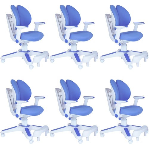 Ergonomic Children Kids Study Chair Set of 6 Height Adjustable - Blue