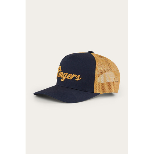 Ringers Western Hackett Trucker Baseball Cap Hat in Navy/Clay
