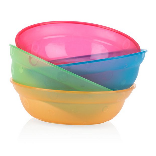 Nuby Value Feeding Bowls Multicolor (Pack of 4) - 6 Months +
