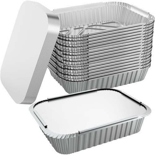 240x Aluminium Disposable Foil Food Container Trays Pans w/ Lids Covers Bulk 14cm*12cm*4.5cm