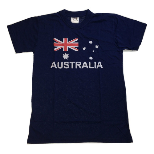 Adult AUSTRALIAN T Shirt Australia Day 100% COTTON Souvenir Tee Top Flag - Blue - XX-Large