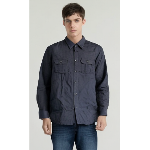 Mens Plain Slim 100% Cotton Long Sleeve Shirt Button Up Stylish Business Casual - Anthracite - XL