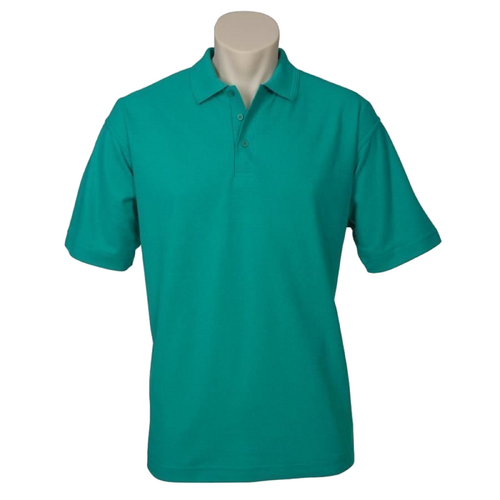 Mens Polo Top Shirt Plain Casual Short Sleeve Knit Basic T-Shirt - Green (Mid Jade) - XL