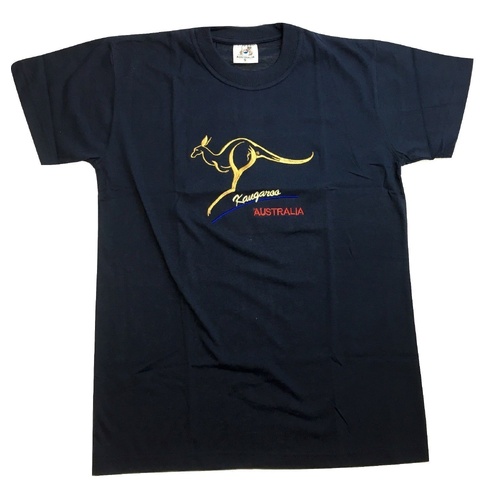 Adult Australian Kangaroo T Shirt Australia Day 100% Cotton Souvenir Tee Top - Navy - XL
