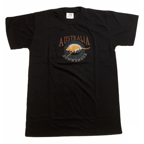 Adult Australia Kangaroo T Shirt Australia Day Souvenir Tee Top 100% Cotton - Black - S