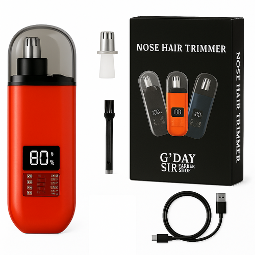Handheld Portable Nose Hair Trimmer Rechargeable USB-C Clipper Shaver in Red