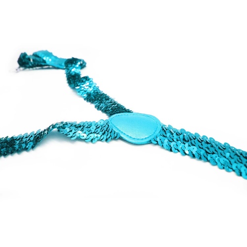 SEQUIN SUSPENDERS Unisex Adjustable Braces Clip On Elastic Y-Back  - Blue