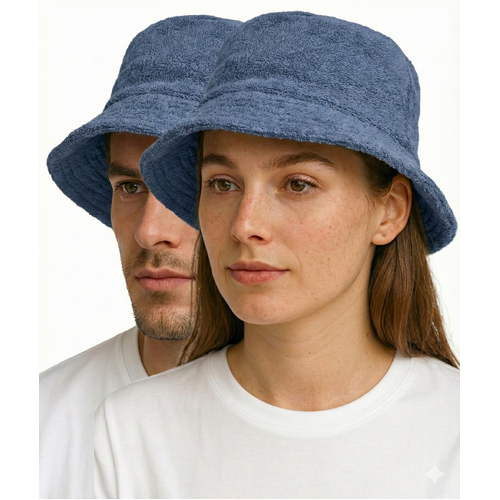 Stingy Brim Terry Towelling Bucket Hat Daggy Fishing Camping Lad Cap 100% COTTON - Blue - L/XL