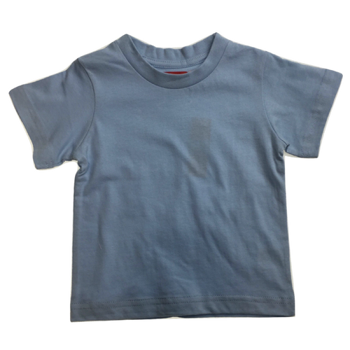 TODDLER PLAIN T SHIRT 100% COTTON Basic Blank Tee Top Teen Teenager Crew Kids - Sky Blue - 0