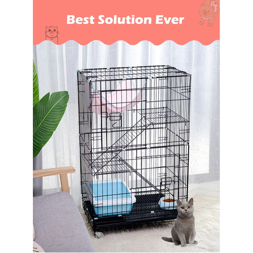 3 Level Rabbit Bird Cage Ferret Parrot Aviary Cat Rat Aviary Budgie Hamster Pet Cages Castor L