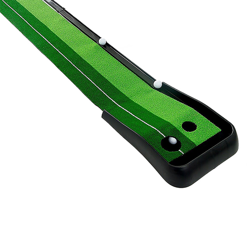Indoor Practice Putting Green 2.5m Mat Inclined Ball Return Fake Grass 2 Holes