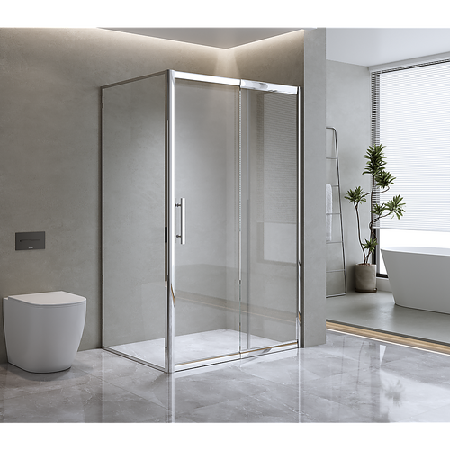 150mm Adjustable (2000x800mm) Single Door Corner Sliding Glass Shower Screen in Chrome