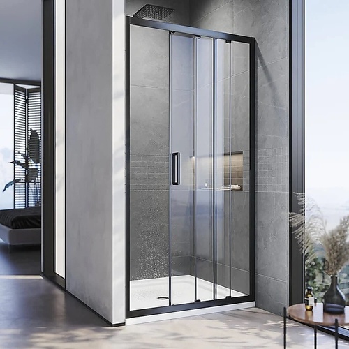 170-185cm Adjustable Wall to Wall Sliding Glass Shower Door in Black