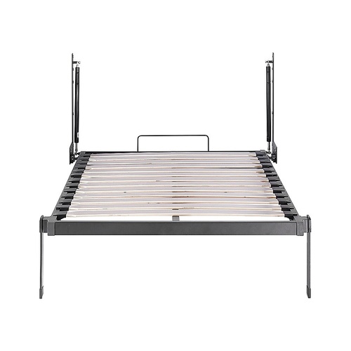 Single Wall Bed in White Gloss – Space Saving Murphy Bed Kit with Silver Door Handle