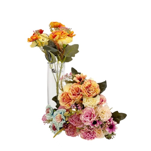 bulk 36 Artificial Carnation 8 Heads Assorted 28cm
