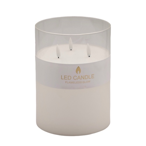 bulk 4 Glass Tube Led Candle 3 Wick 20cm