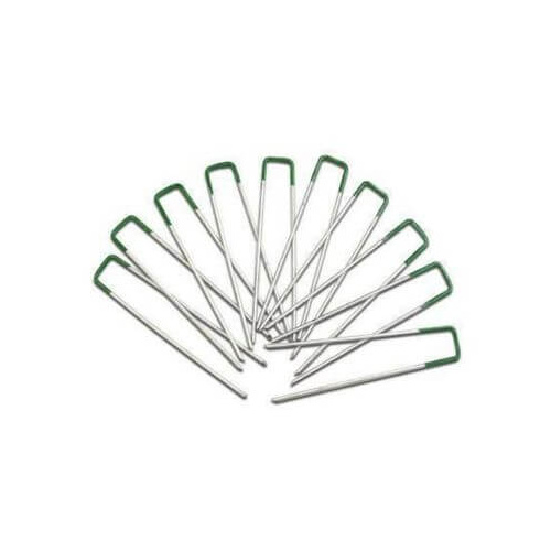 Artificial Grass Roll Pegs / Fake Grass Galvanized Metal Pegs with Green Top 10 Pieces