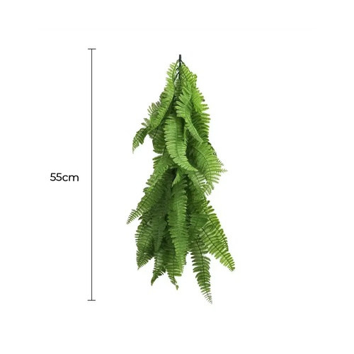 Artificial Extendable Hanging Bright Green Hanging Fern Bush Vine UV Resistant 55cm