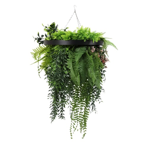 Premium Hanging Artificial Plant Arrangement with Black Frame 40cm UV Resistant
