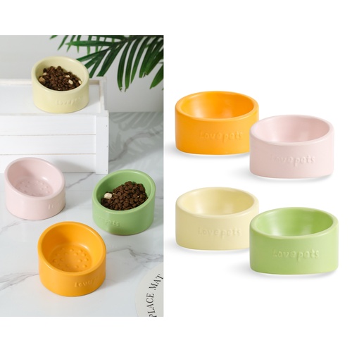 bulk 16 Elevated Ceramic Pet Bowl 4 Assort 13x11cm