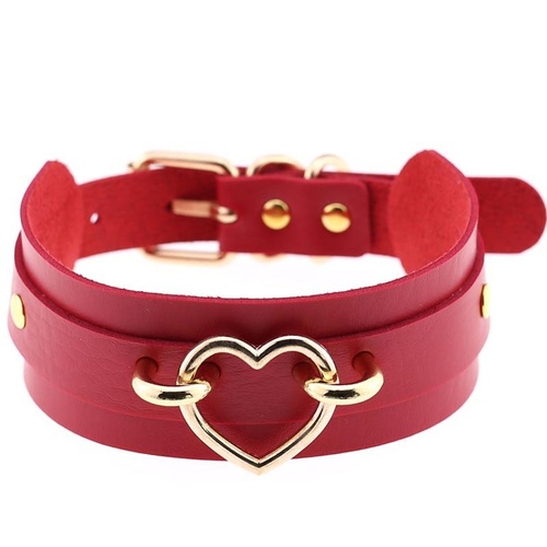 Restrain Faux Leather Love Collar by My Secret Drawer  - 30, Red