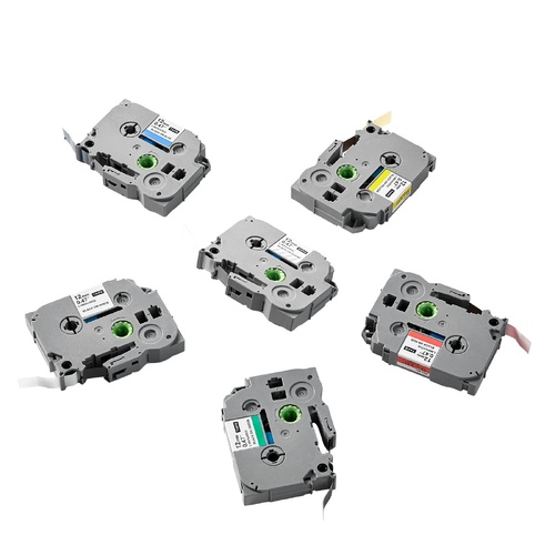 VEVOR Label Maker Tape, 6 Pack, 0.47 in / 12 mm Colored Label Maker Refills Compatible for Various Types of Brother P-Touch, Replacement for Letra Tag