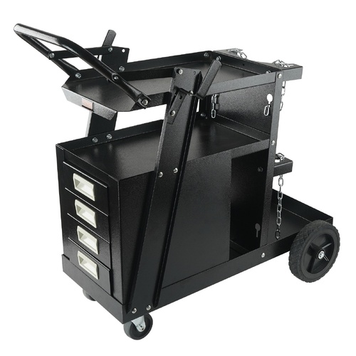 VEVOR Welding Cart, 2-Tier 4 Drawers Welder Cart with 265 LBS Weight Capacity, Swivel Wheels, Tank Storage Safety Chains, Heavy Duty Rolling MIG Welde