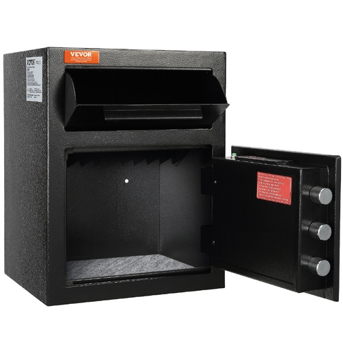 1.7 Cub Depository Safe, Deposit Safe with Drop Slot, Electronic Code Lock and 2 Emergency Keys, 17.71'' x 13.77'' x 13.77'' Business Drop Slot Safe f