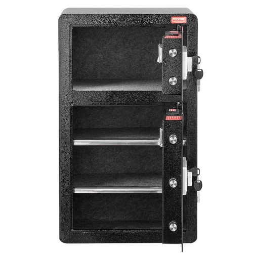 Double Doors 4.5 cu.ft Safe Box with Key Lock & Password, Safe Lock Box with Fireproof Bag, Key Rack, LED Light and 2 Height Adjustable and Removable 