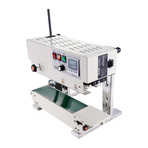 Continuous Bag Band Sealing Machine, 6-12 mm Sealing Width, Vertical Band Sealer Machine with Digital Temperature Control, Carbon Steel Bag Sealer for