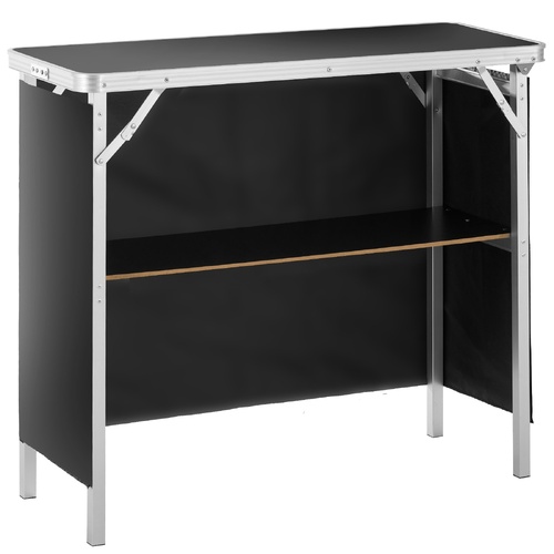 VEVOR Folding Portable Bar Table, Tradeshow Podium Table for Indoor, Outdoor, Party, Picnic, Exhibition, Includes Carrying Case, Storage Shelf and Bla